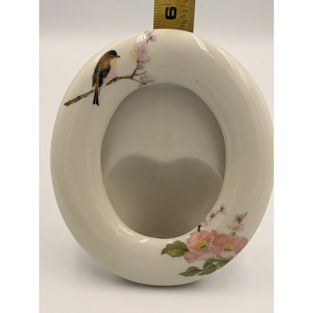 Vintage Takahashi East Wind San Francisco Bird Floral Mini Picture Frame Japan
